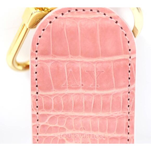 Louis Vuitton Pink Alligator Keychain Bag Charm Key Holder exotic LV Gold VIP - Picture 8 of 8
